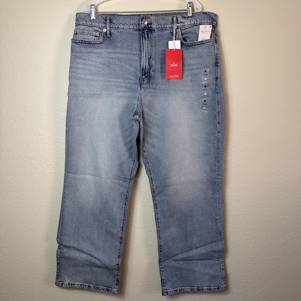 Lucky Brand 181 Relaxed Straight Leg Jeans Men 40 x 30 New Light Blue Wash Denim